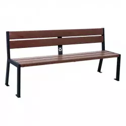 Banc plastique recyclé 5 lames Silaos® PROCITY - sans accoudoirs Banc plastique recyclé 5 lames Silaos® PROCITY - sans accoudoirs