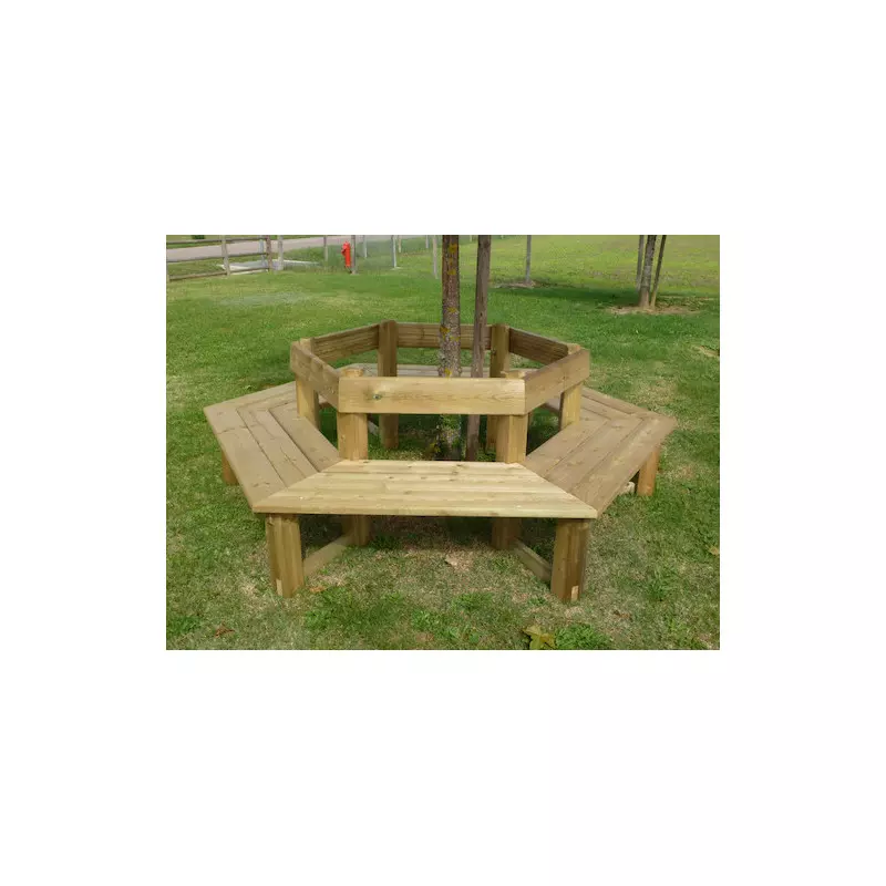 Banc contour d'arbre en bois Hexagonal