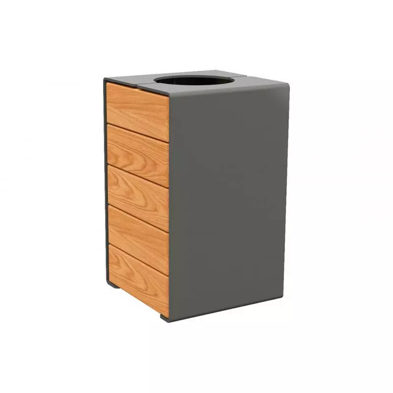 Corbeille acier et bois 120 litres Kub PROCITY