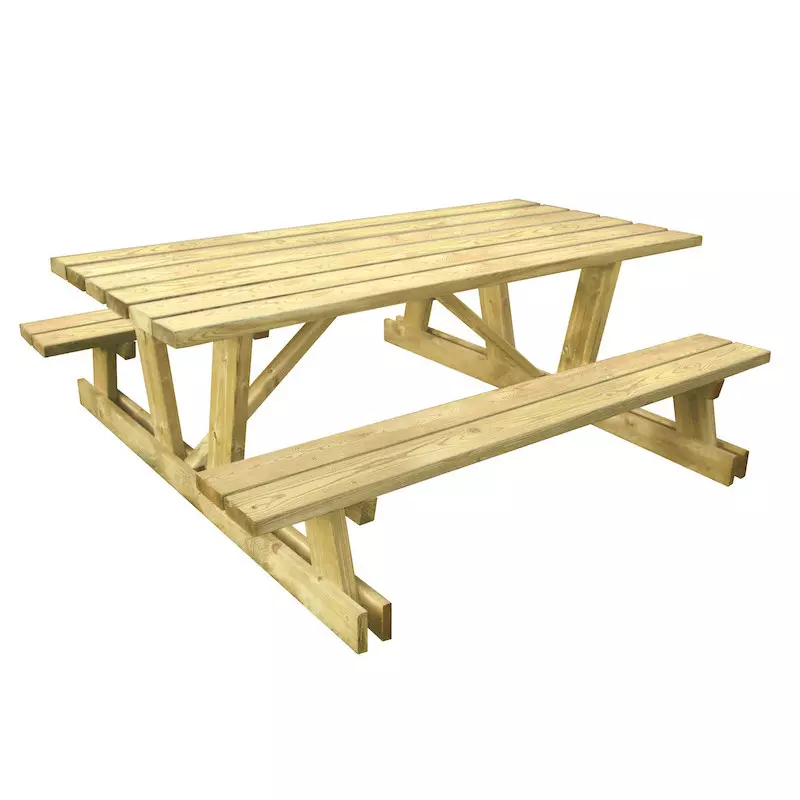 Table pique nique en bois sans enjambement à dégagement latéral