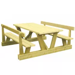 Table pique nique en bois avec dossier