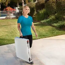 LIFETIME - Table polypro valise pliante en 2 à hauteur réglable