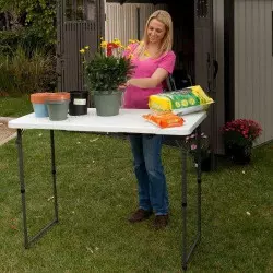 LIFETIME - Table polypro valise pliante en 2 à hauteur réglable