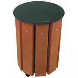 Poubelle ronde en bois exotique