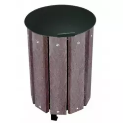Poubelle ronde en plastique recyclé - avec couvercle Poubelle ronde en plastique recyclé - avec couvercle
