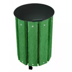 Poubelle ronde en plastique recyclé - avec couvercle Poubelle ronde en plastique recyclé - avec couvercle