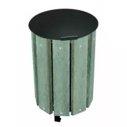 Poubelle ronde en plastique recyclé - avec couvercle Poubelle ronde en plastique recyclé - avec couvercle
