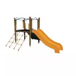 De 2 à 8 ans - Structure de jeux en bois avec filet à grimper