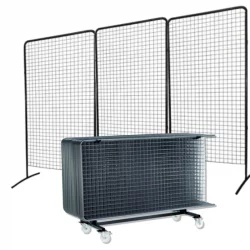 Lot de Grilles sur pieds rotatifs et chariot de transport