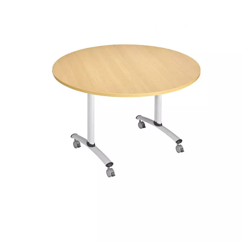 Table ronde de réunion Ø 120 cm mobile avec plateau basculant