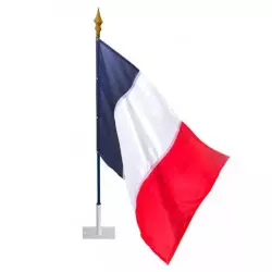 Drapeau français de façade sans frange