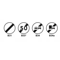 Panneaux de type B - Signalisation de fin d'interdiction