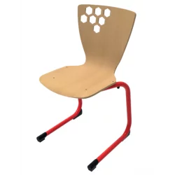 Chaise scolaire en bois appui sur table