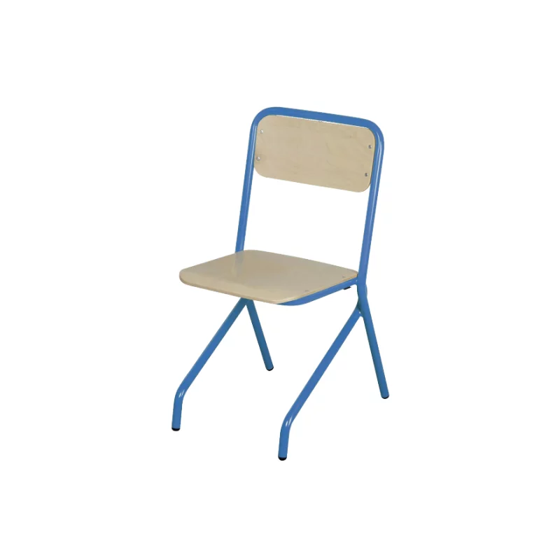 Chaise scolaire à coque en bois vernis