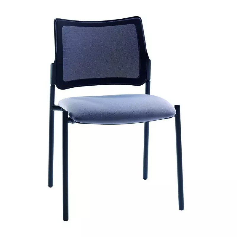 Chaise de réunion 4 pieds, dossier résille et assise tissu M1