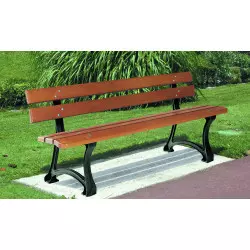 Banc extérieur jardin Madrid, 5 lames en bois exotique