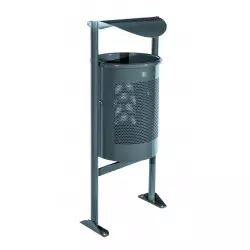 Corbeille de ville en métal avec couvercle