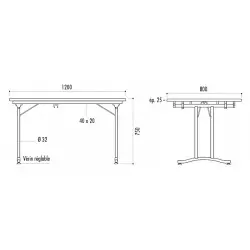 120 x 80 cm - Table pliante de collectivités RIMINI