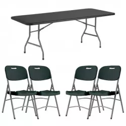 Lot de 10 tables pliantes grises 183x76 cm et 60 chaises pliantes - GREY EDITION®