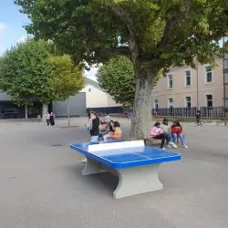 Tennis de table en béton bleu coins arrondis