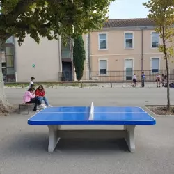 Tennis de table en béton bleu coins arrondis