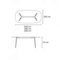 Table en aluminium avec plateau forme tonneau en HPL