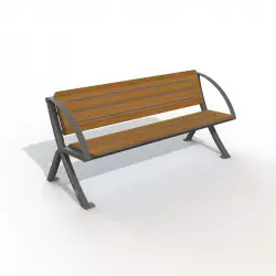 Banc public extérieur en stratifié compact aspect Teck