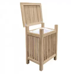 Poubelle urbaine en teck naturel avec couvercle