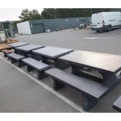 Table pique-nique en béton avec bancs Anthracite