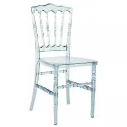Chaise de réception en polycarbonate transparent avec galette