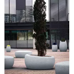 Jardinière ronde en béton gris granite