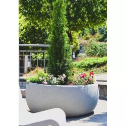 Jardinière ronde en béton gris granite