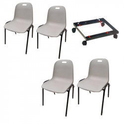 Lot de 30 chaises empilables Emma et 1 chariot de transport