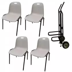 Lot de 80 chaises à coque Emma et 1 diable de transport