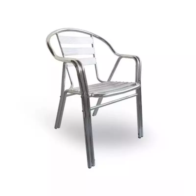 Chaise empilable en aluminium avec accoudoirs