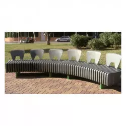 Banc extérieur arrondi en plastique recyclé ONDULO