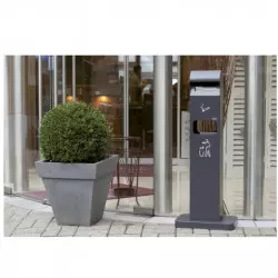 cendrier avec corbeille propreté pour extérieur en anthracite