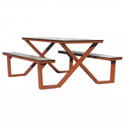 Table pique-nique plateau HPL et structure Marron Corten