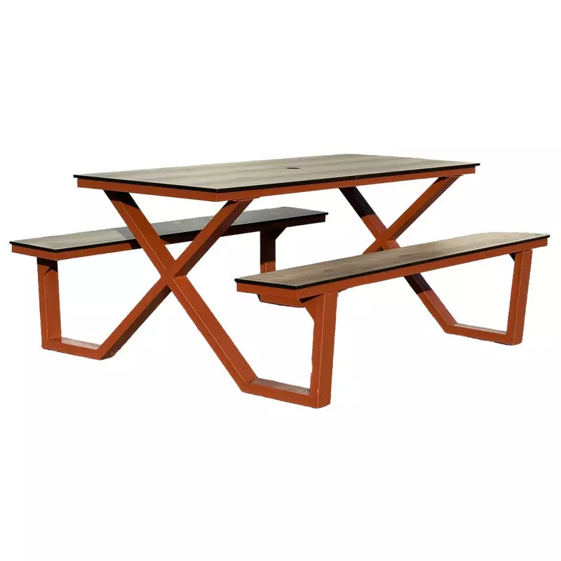 Table pique-nique plateau HPL et structure Marron Corten