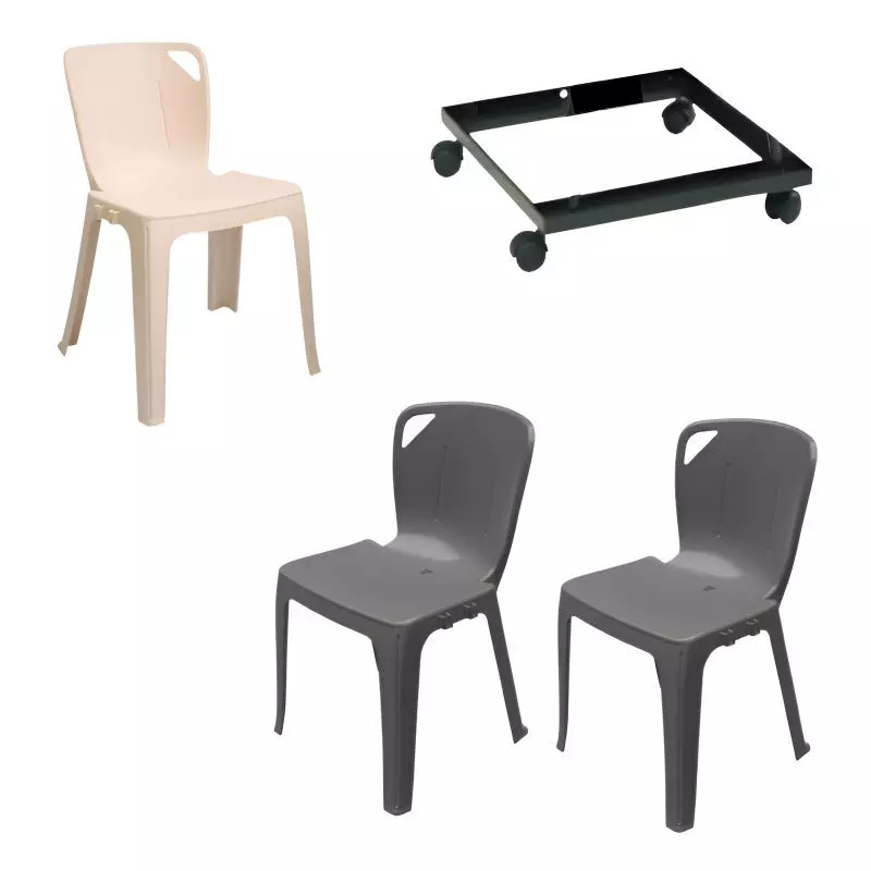Lot de chaise empilable M4 Elena et chariot Lot de chaise empilable M4 Elena et chariot