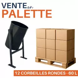 Corbeille de ville ronde acier - vente sur palette