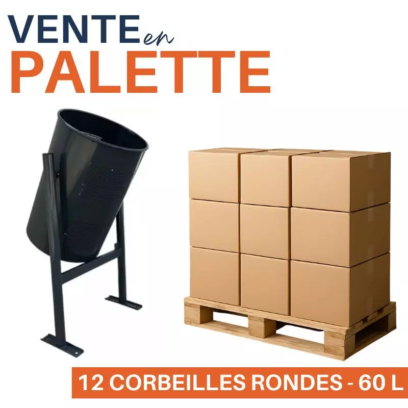 Corbeille de ville ronde acier - vente sur palette Corbeille de ville ronde acier - vente sur palette