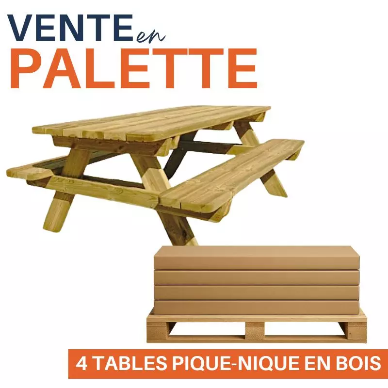 Table en bois pique nique - vente en gros sur palette Table en bois pique nique - vente en gros sur palette
