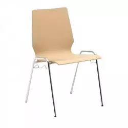 Chaise à coque en hêtre empilable avec pieds chromés