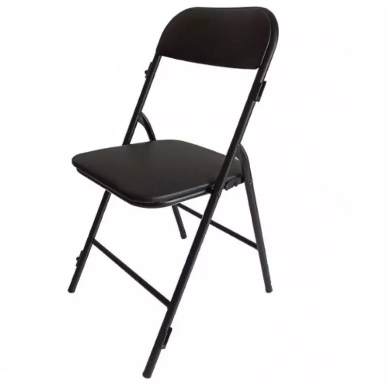 Chaise pliante en vinyle noir Chaise pliante en vinyle noir