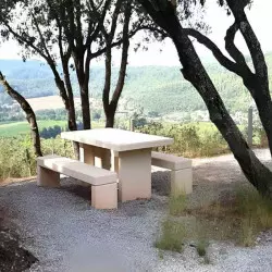 Ensemble pique-nique en béton blanc Ensemble pique-nique en béton blanc