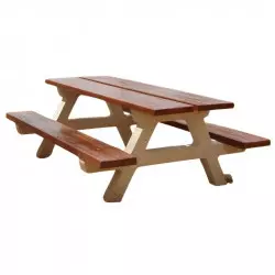 Table pique-nique assises et plateau aspect bois