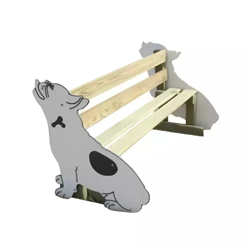 Banc public en bois avec décors en HPDE pour enfants