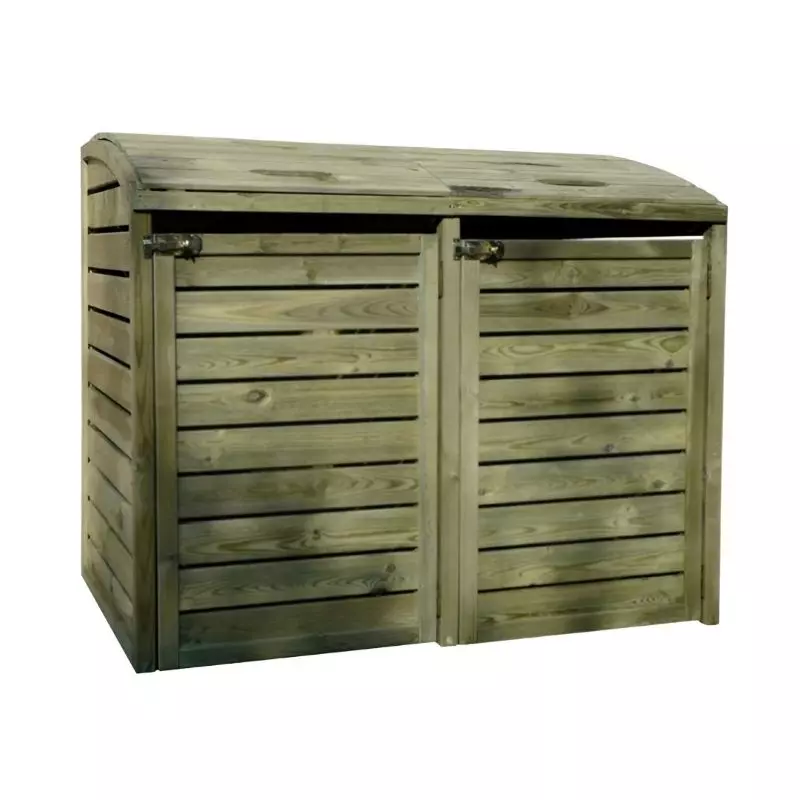 Cache poubelle double en bois