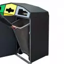 Poubelle de tri pour collectivités avec 3 bacs roulants